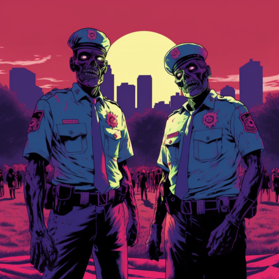 A cartoon of zombie cops in chicago