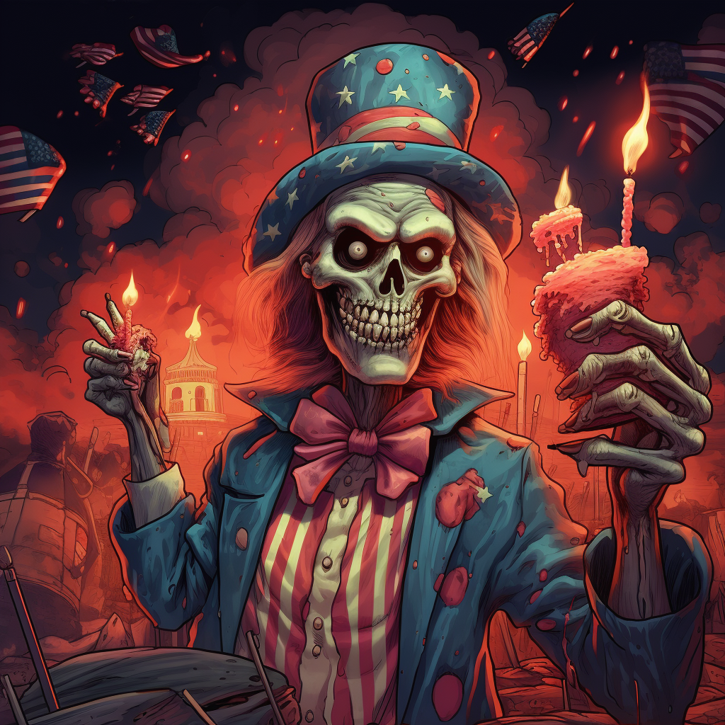 skeleton celebrating the 4th of july