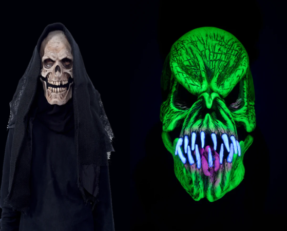 two halloween skull masks