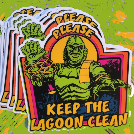 the creature keep the lagoon clean sticker by future monster shop
